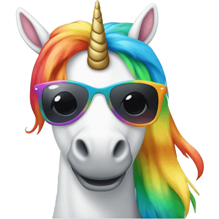 Rainbow Unicorn with sunglasses emoji