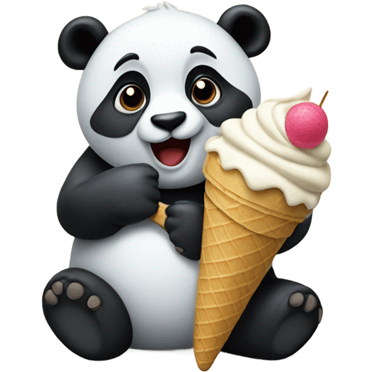 Panda eating ice cream emoji