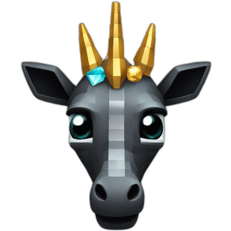 Minecraft Black Jiraffe Head With Diamond Unicorn Horn and Lazer Eyes emoji