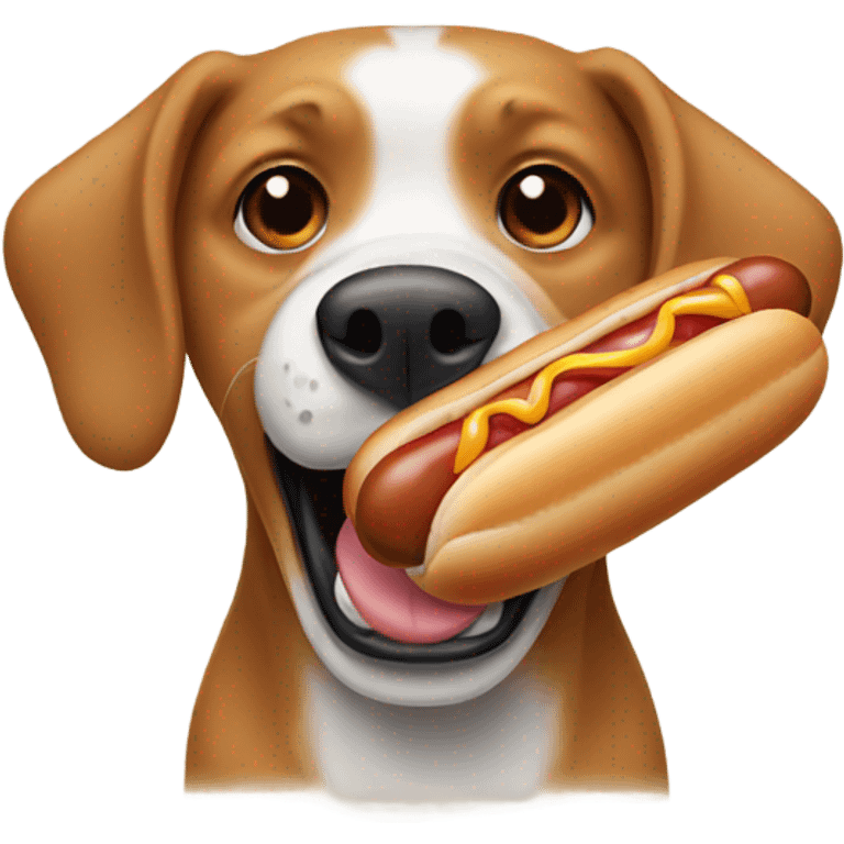 Dog with hot dog emoji