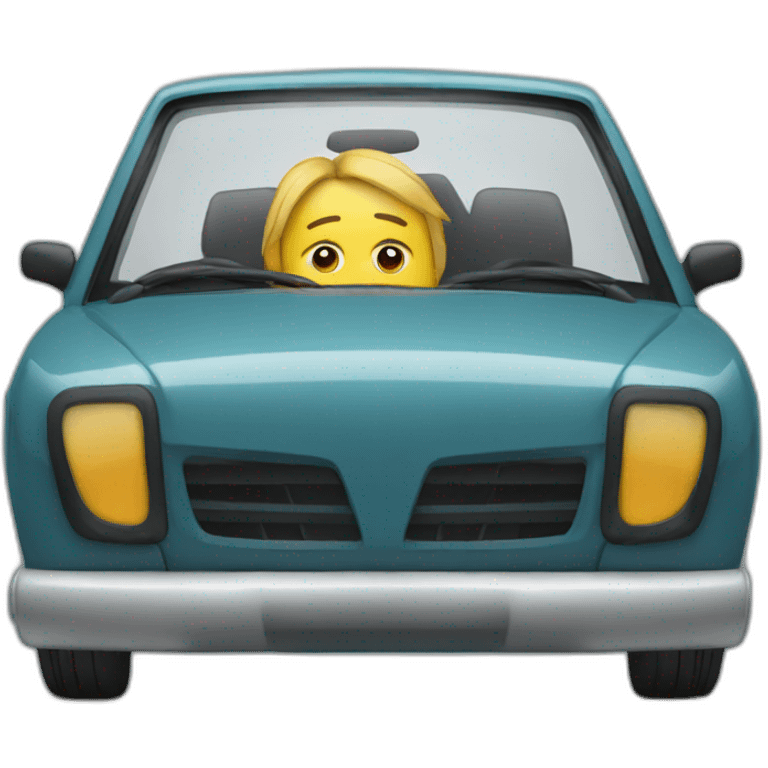 A frustrated user in a broken car emoji