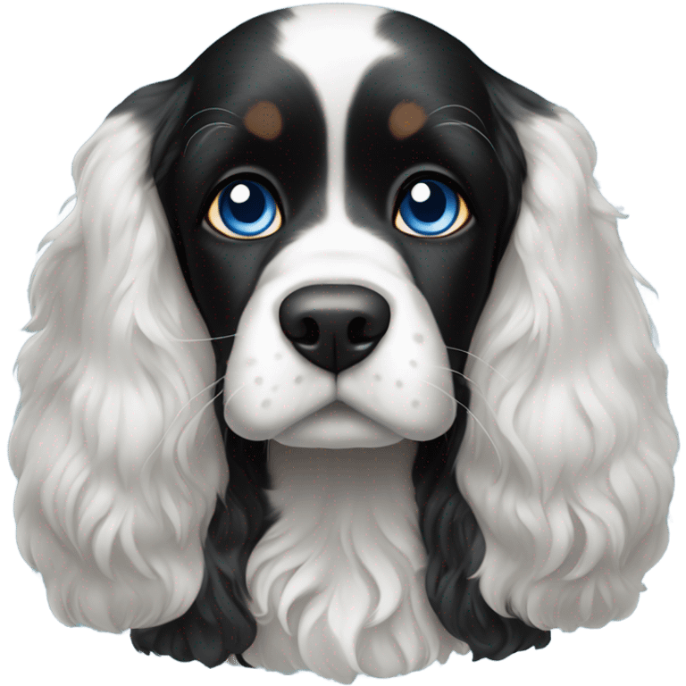 Black and white cocker spaniel with blue eyes emoji