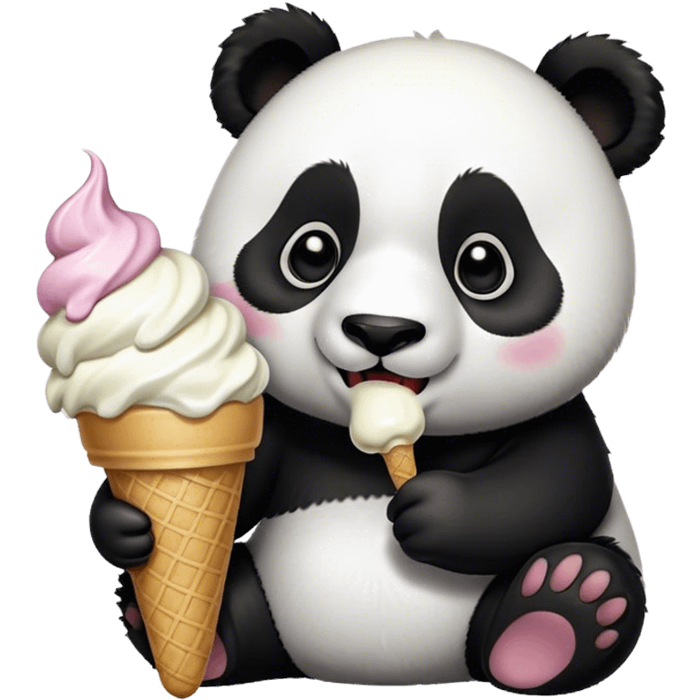 Panda eating ice cream emoji