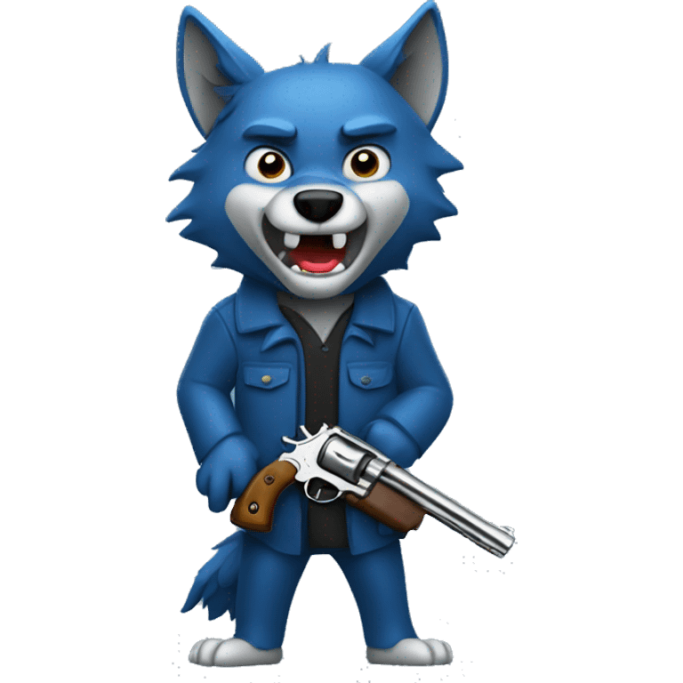 blue wolf holding a revolver emoji