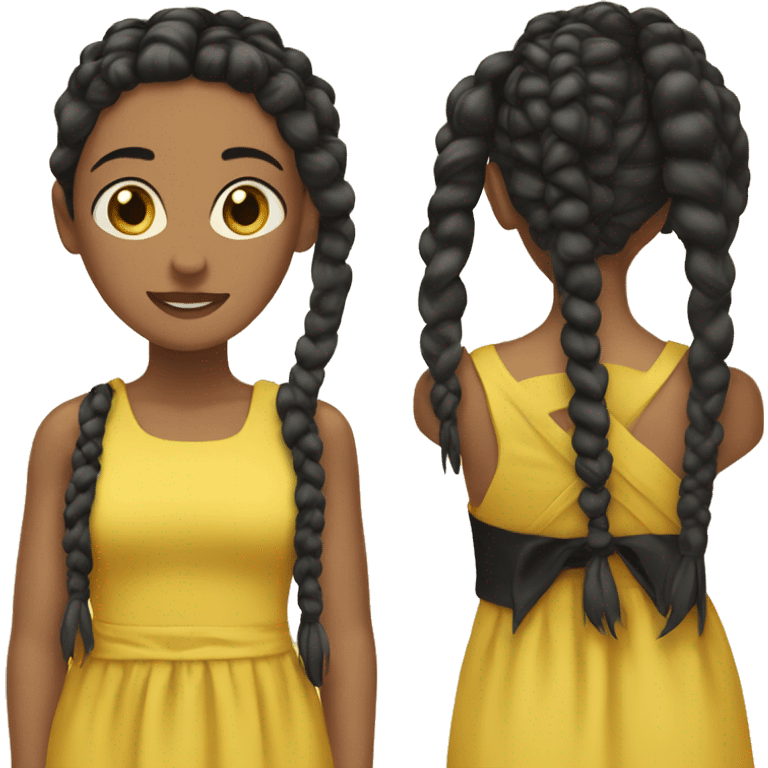 girl with yellow long dress and black braids emoji