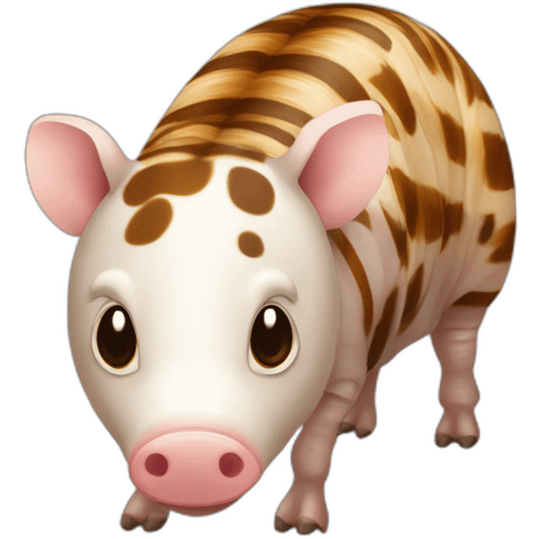 Tiger striped brown white mottled pig armadillo cow centipede insect emoji