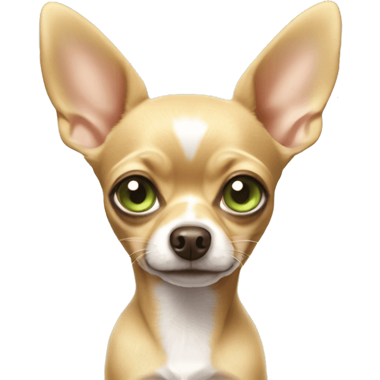 Tan chihuahua with light green eyes and big ears emoji