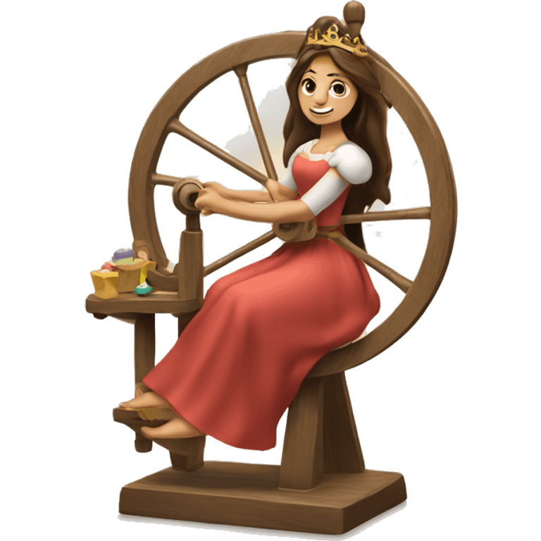 The princess spins threads on a spinning wheel emoji