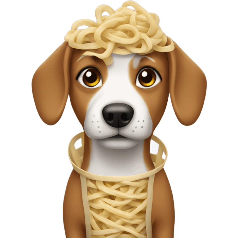 Dog in a noodle costume emoji