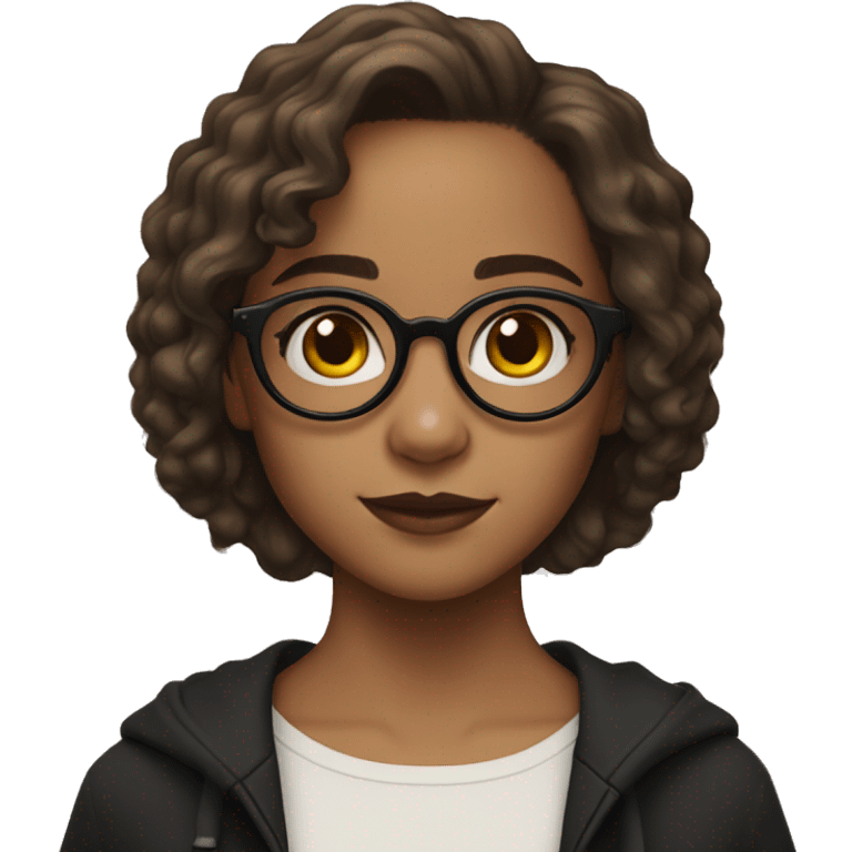 girl whith glasees, hear color black, skin white, and hearcut like this hermione granger   emoji