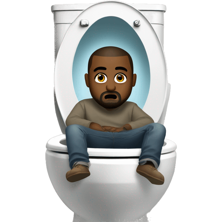 Kanye west sitting inside of a toilet emoji