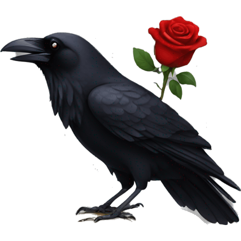 A raven holding a rose emoji