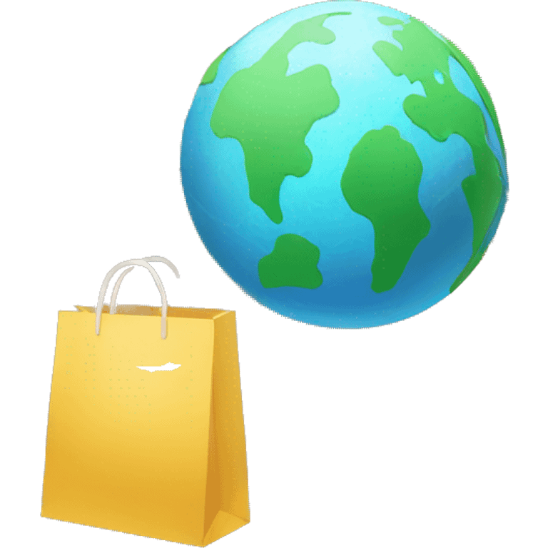 Globe with a shopping bag and an open window emoji