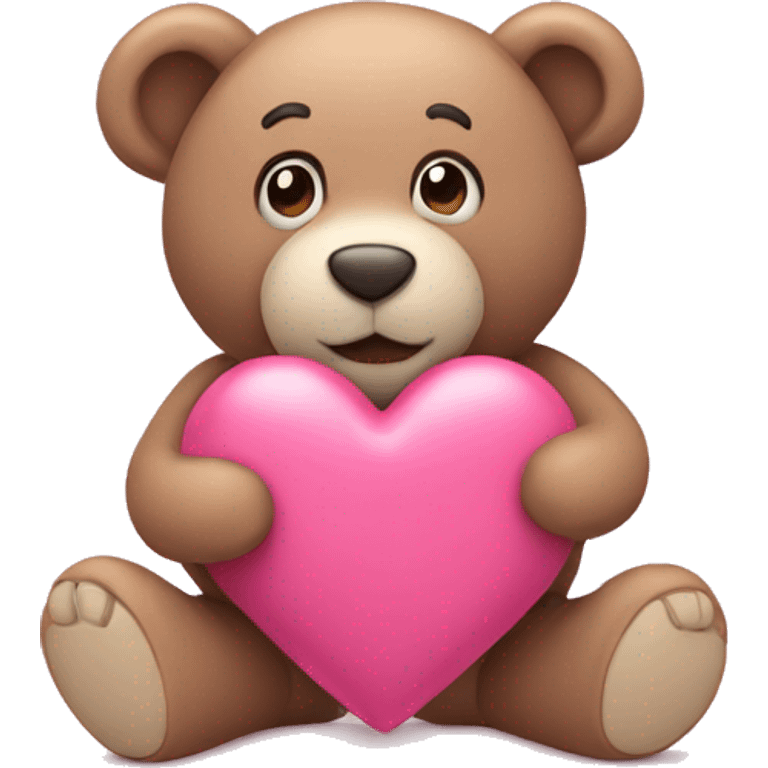 Pink heart with teddy bear emoji