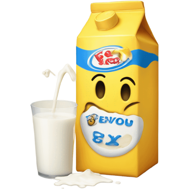 Yellow emoji with milk emoji