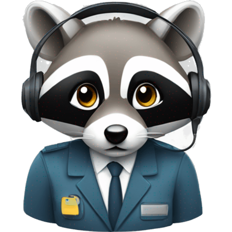 raccoon contact center agent with headset emoji