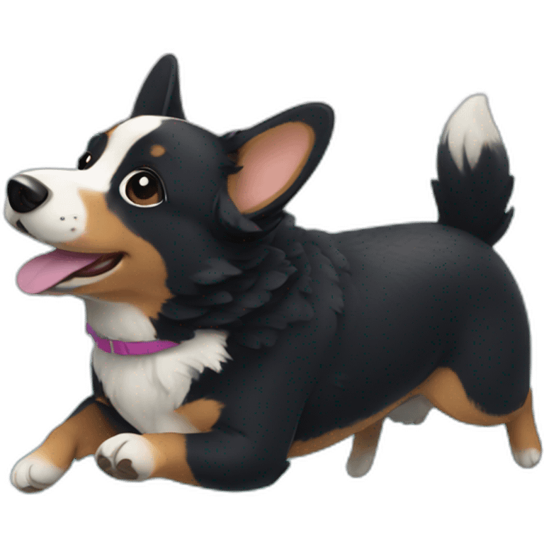 Black corgi swim emoji