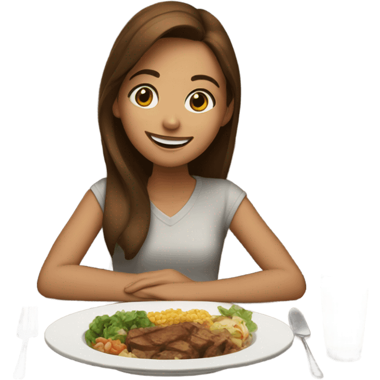 Brown hair Girl dinner emoji