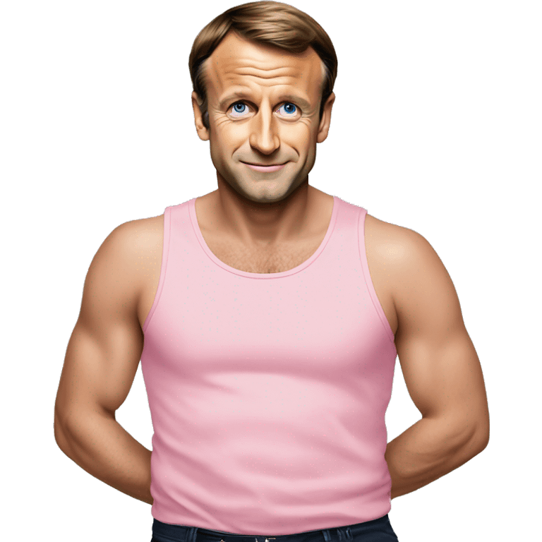 France president macron wearing a pig pink tank top emoji