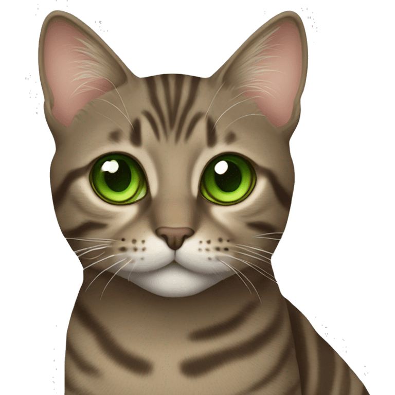 Brown/ Grey tabby cat with green eyes emoji