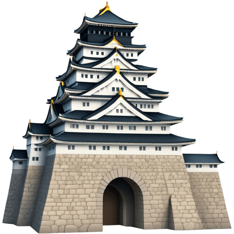 Cinematic Realistic Osaka Castle Landmark Emoji, showcasing the majestic historic castle rendered with dramatic stone textures and regal, natural lighting. emoji