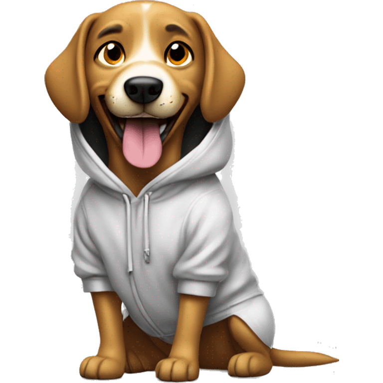 cool dog with a million dollar smile and a trillion dollar hoodie  emoji