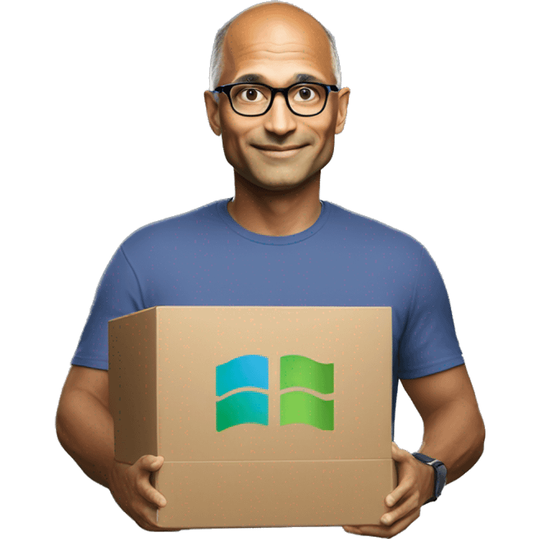 Satya Nadella holding a box of GPUs emoji