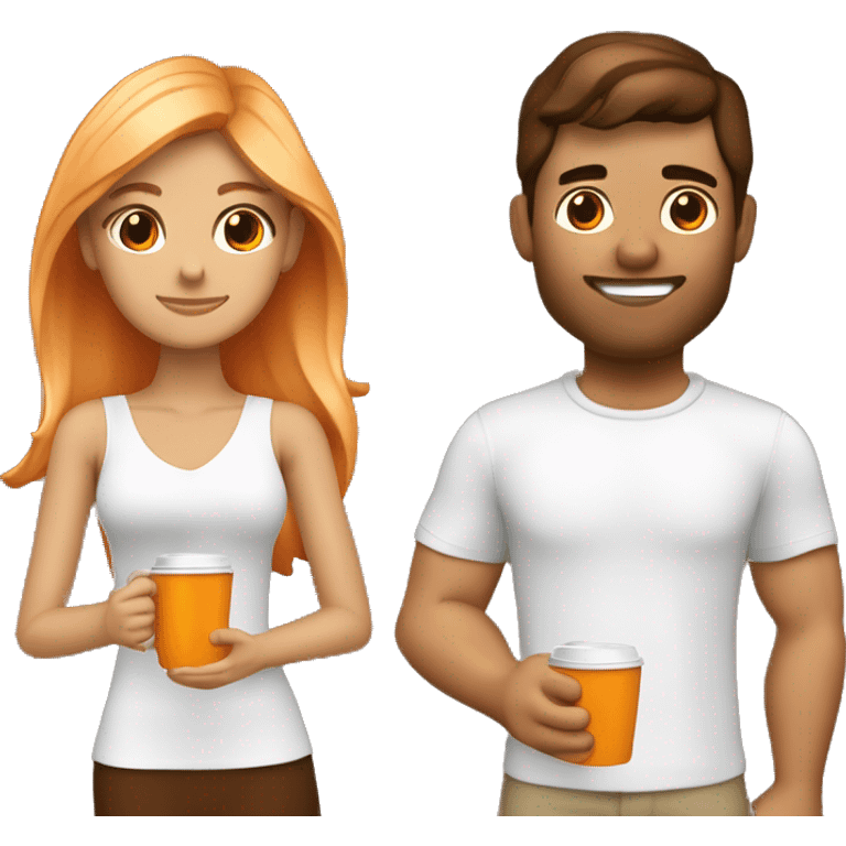 pareja de una chica con piel clara y cabello naranja y un chico con piel morena y pelo café  emoji