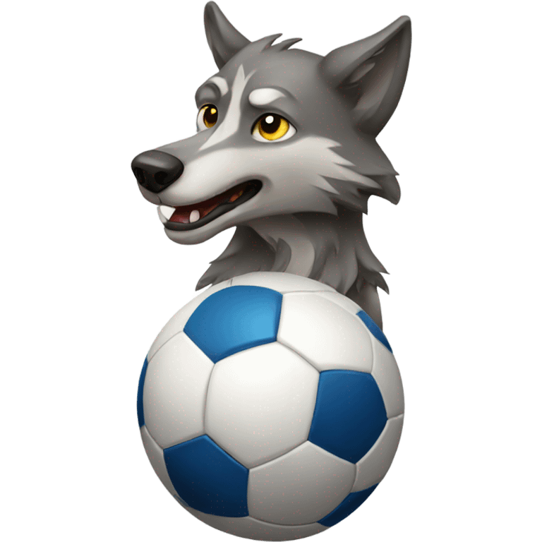 Wolf playing soccer emoji