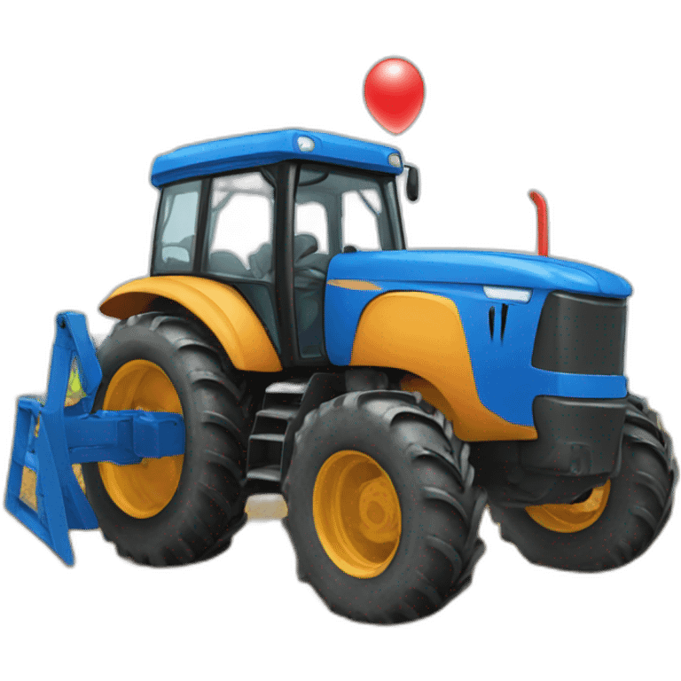 Blue Tractor with clown emoji