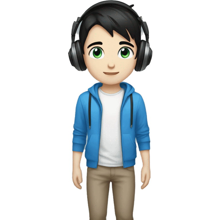 black hair blue eyes and headphones boy emoji