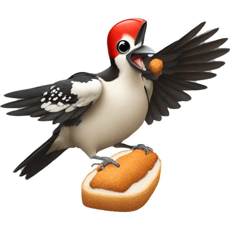 Woodpecker eating chicken emoji