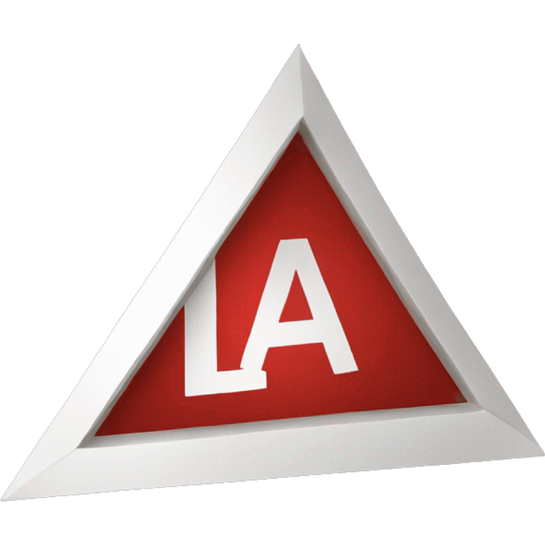 red triangle sign with "LA SCENE" written inside in white emoji