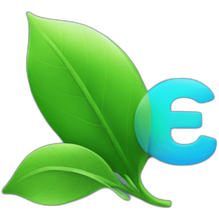 blue "e" from Engie logo with ⚡ in green leaves emoji