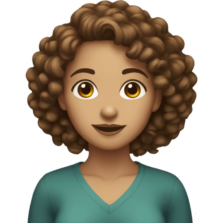 YOUNG WOMAN WITH CURLY, BROWN HAIR emoji