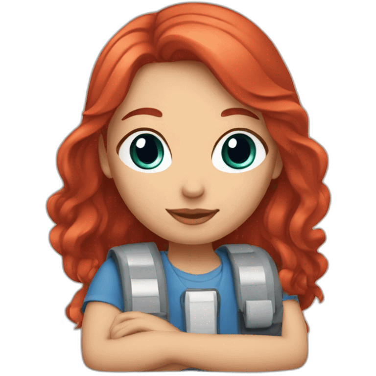 A girl with red hair and a blue wing emoji