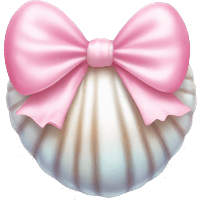 Pearl shell and light pink bow emoji