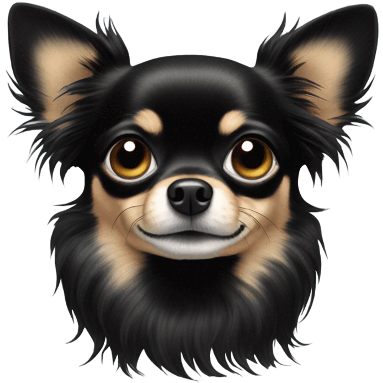 Black long hair chihuahua named Dusty emoji