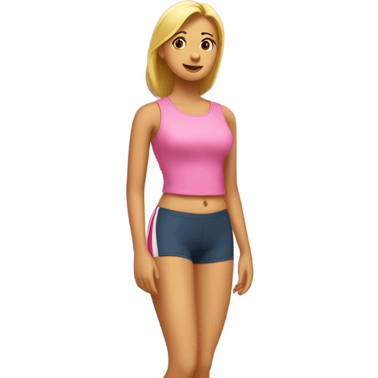 Chica haciendo ejercicios con ropa rosa emoji