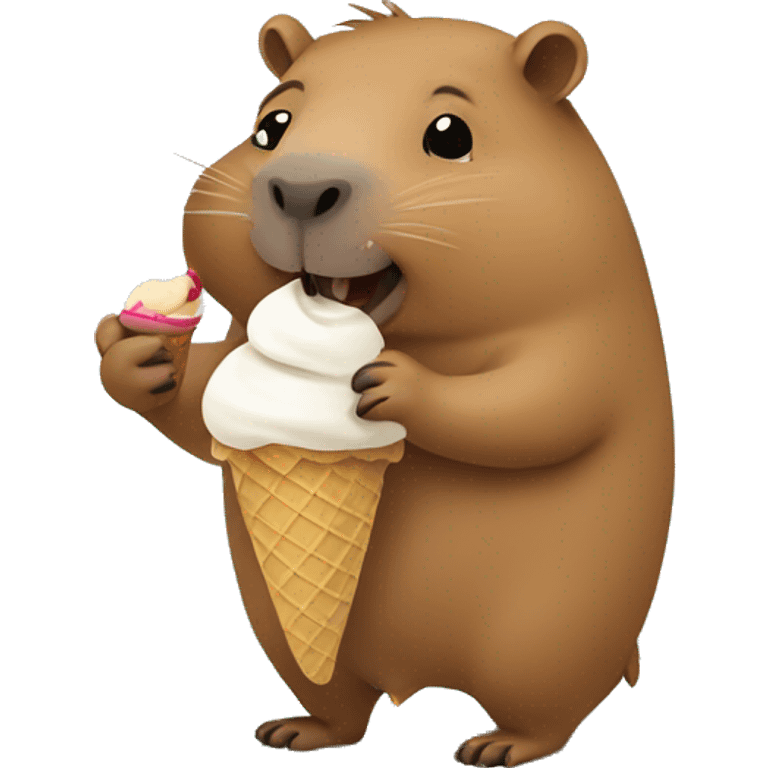 Capybara eats ice cream emoji