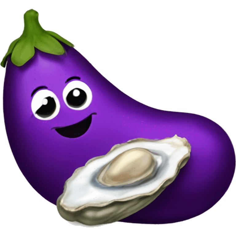 eggplant in love with an oyster emoji