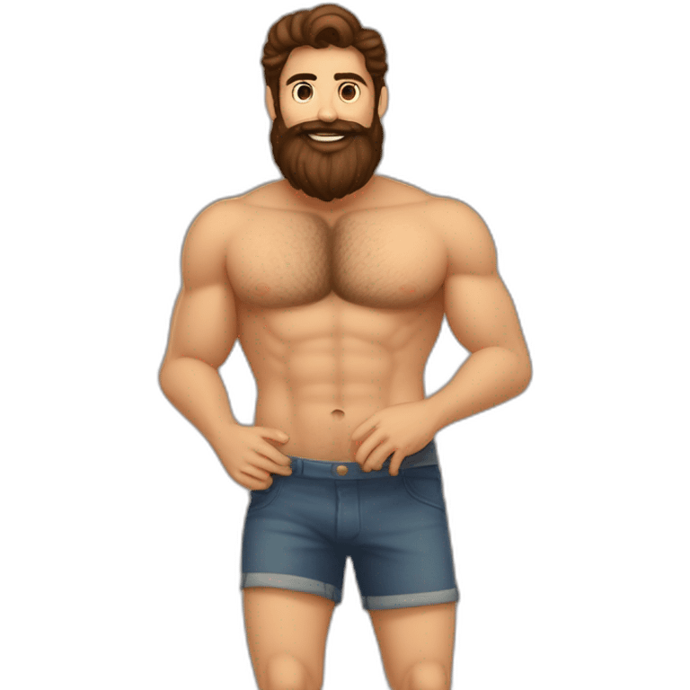 Homme brun barbe abdos et une femme brune avec belles cuisses et ventre sexy emoji