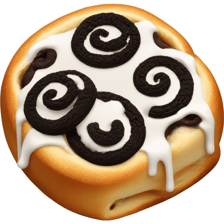 Cinnamon rolls with oreo on top emoji