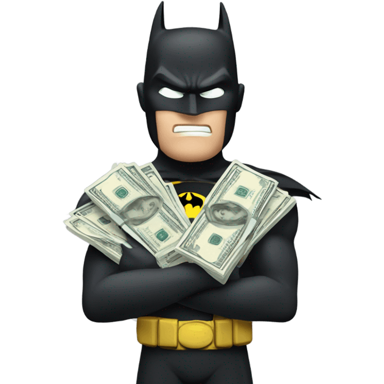 Batman holding money not smiling emoji