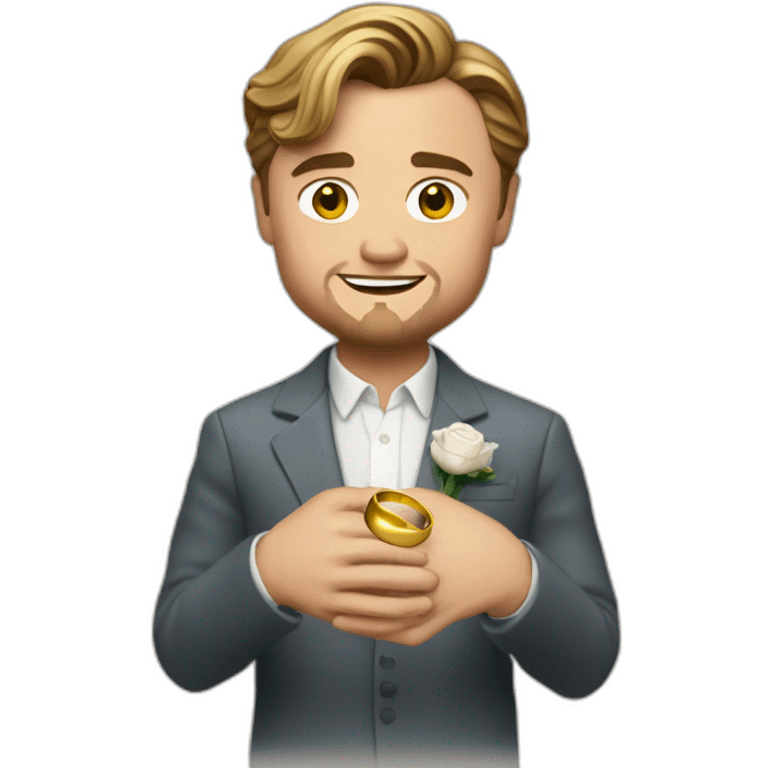 Leonardo DiCaprio holding a wedding ring emoji