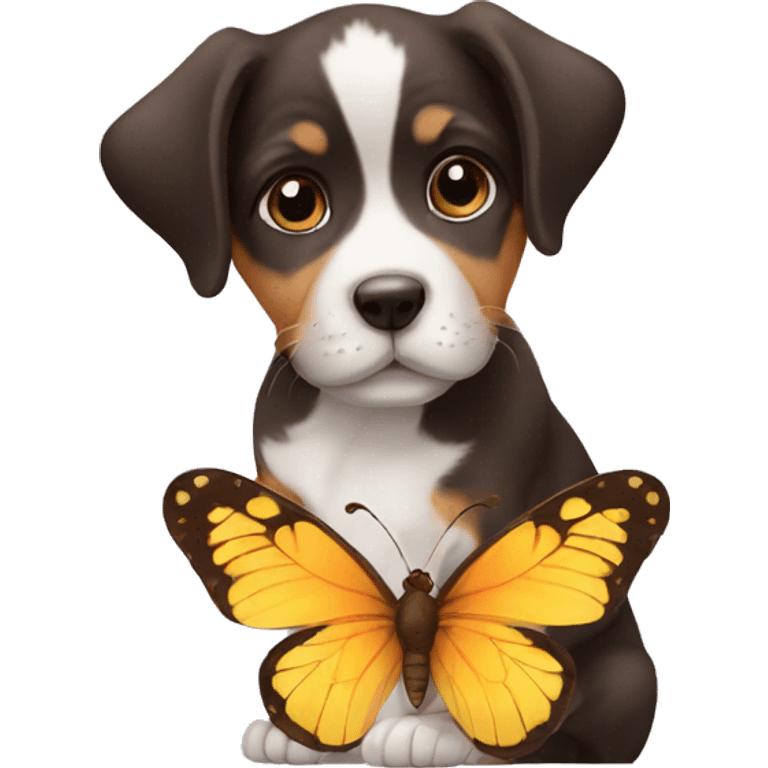 Puppy with butterfly on his nose emoji