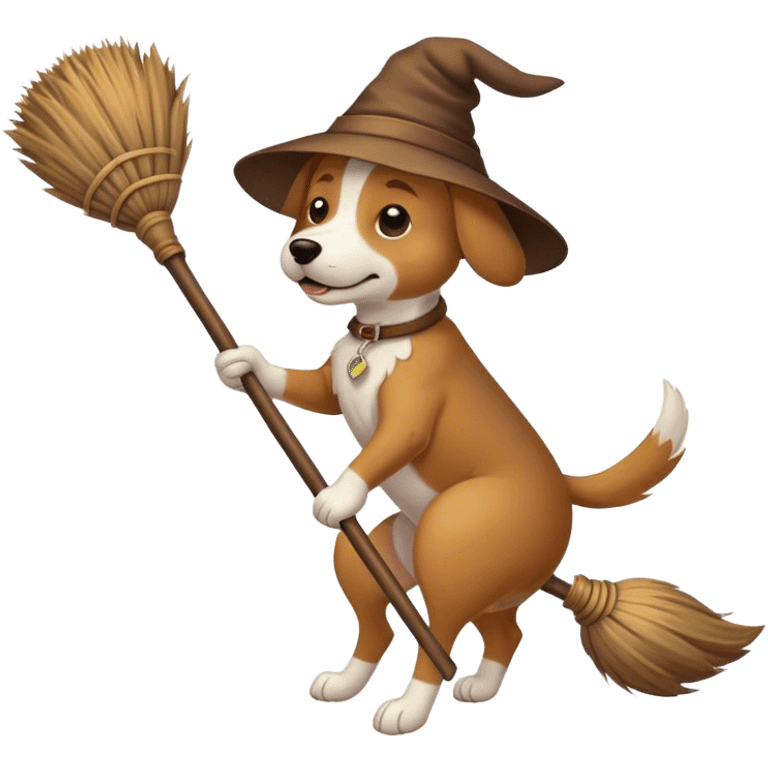 Dog riding broom emoji