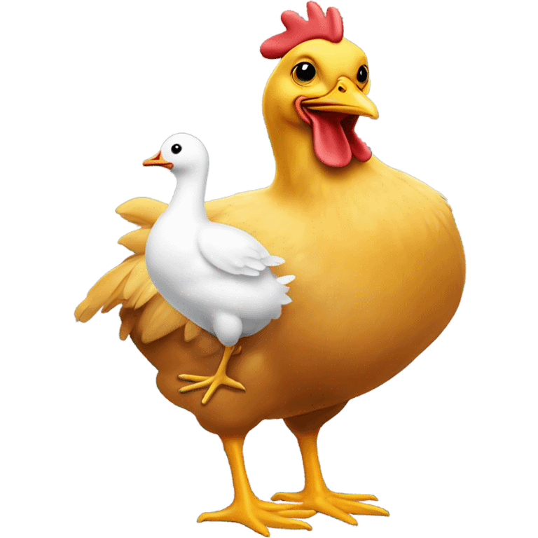 Chicken next to a duck emoji