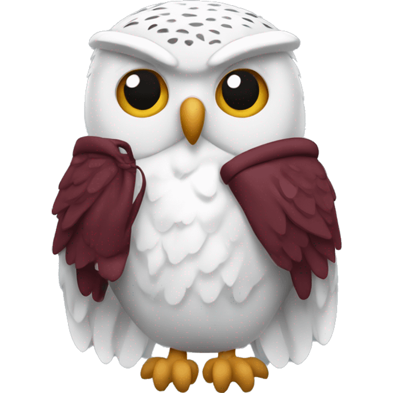 Snowy Owl with maroon Scroll emoji