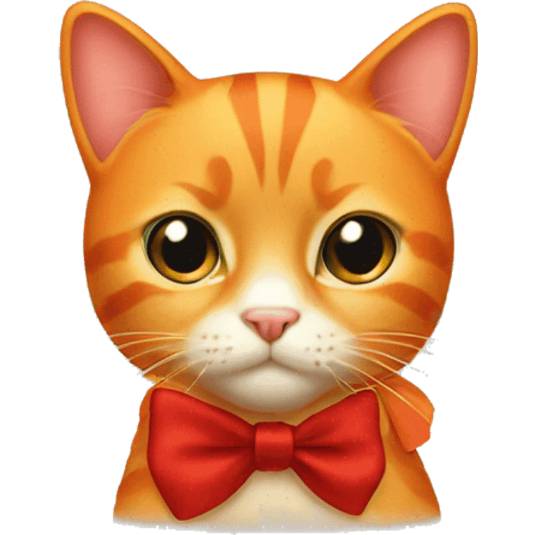 Orange cat with a red bow  emoji